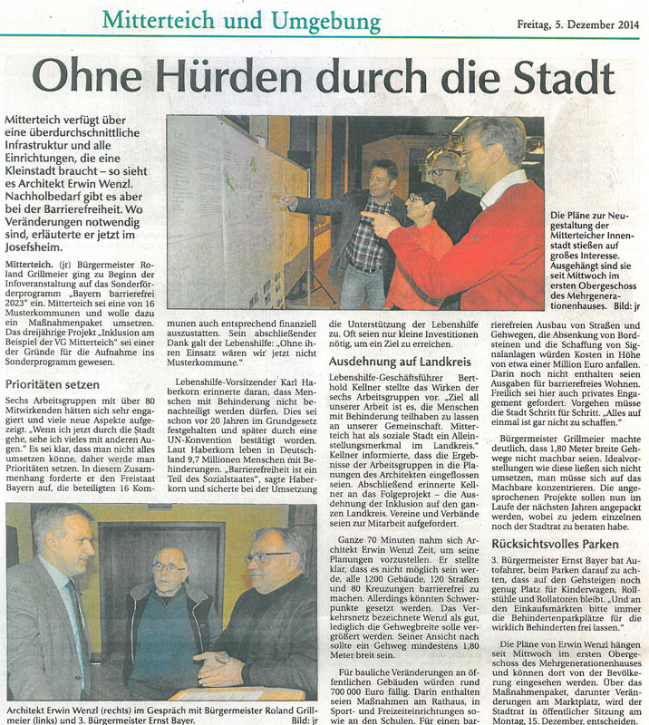 Bericht im Neuen Tag vom Dezember 2014